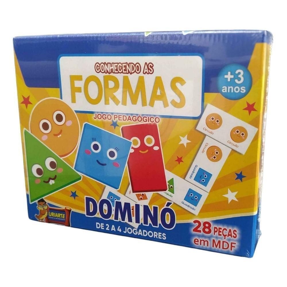 Jogo Pedagógico Dominó Conhecendo As Formas - 28 Peças
