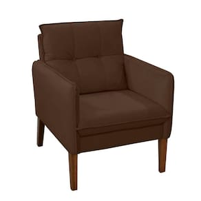 Poltrona Decorativa Liz Sala Escritório E Recepção Suede Marrom Eli Móveis E Decoração