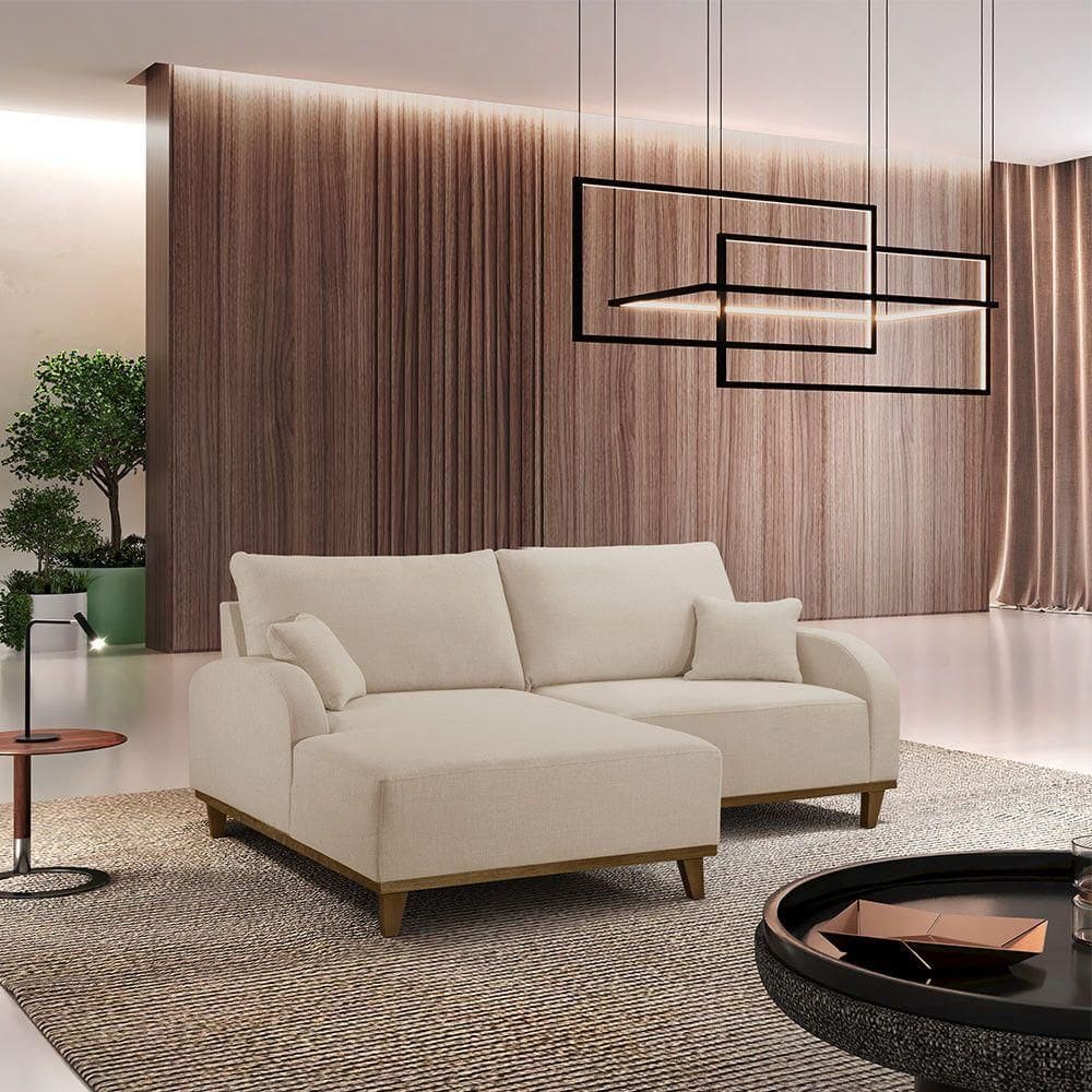 Sofá Albano Linho 185cm Chaise Lado Esquerdo Meu Sofá Online A294 Linho Creme