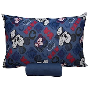 Jogo De Cama Portallar Solteiro Malha 100% Algodão Disney Mickey Simpático 2 Pçs Azul