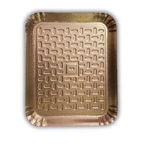 Bandeja Retangular De Papelão Revestido N-5 38cm X 31cm Cor Dourado