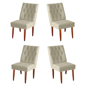 Jogo 04 Cadeiras De Jantar Estofada Cozinha Paris Suede Porcelana Eli Móveis