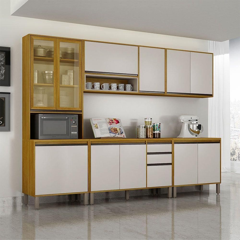 Cozinha Completa Nala Cristaleira 5 Pçs12 Portas Mobilihouse Cinamomo/off White