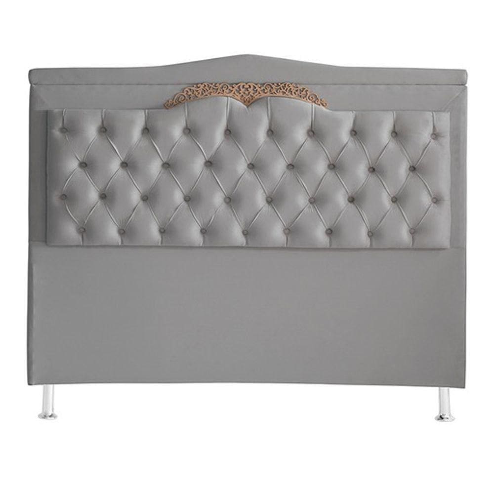 Cabeceira De Cama Box Madri Casal 140 Cm Suede Prata Eli Móveis E Decoração