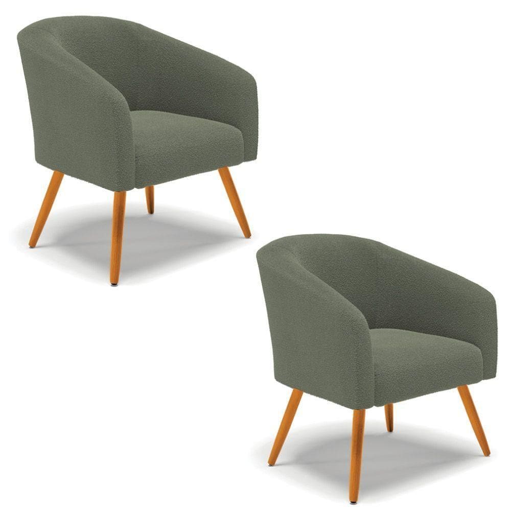 Cadeira Sala De Jantar Pé Palito Castanho Kit 2 Stella Bouclê D03 - D\`rossi Menta