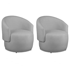 Kit 2 Poltronas Decorativa Redondo Estofada Heitor Sala Escritório E Recepção Suede Prata Eli Móveis