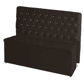 Kit Cabeceira De Cama Box E Calçadeira Baú Paris King 195 Cm 195 X126 Capitonê Courino Marrom Eli Móveis