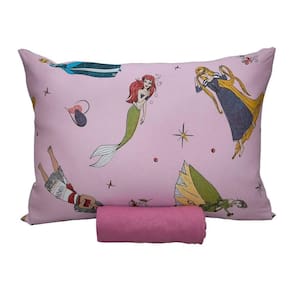 Jogo De Cama Portallar Solteiro Malha 100% Algodão Disney Princesas Brilhantes 2 Pçs Rosa