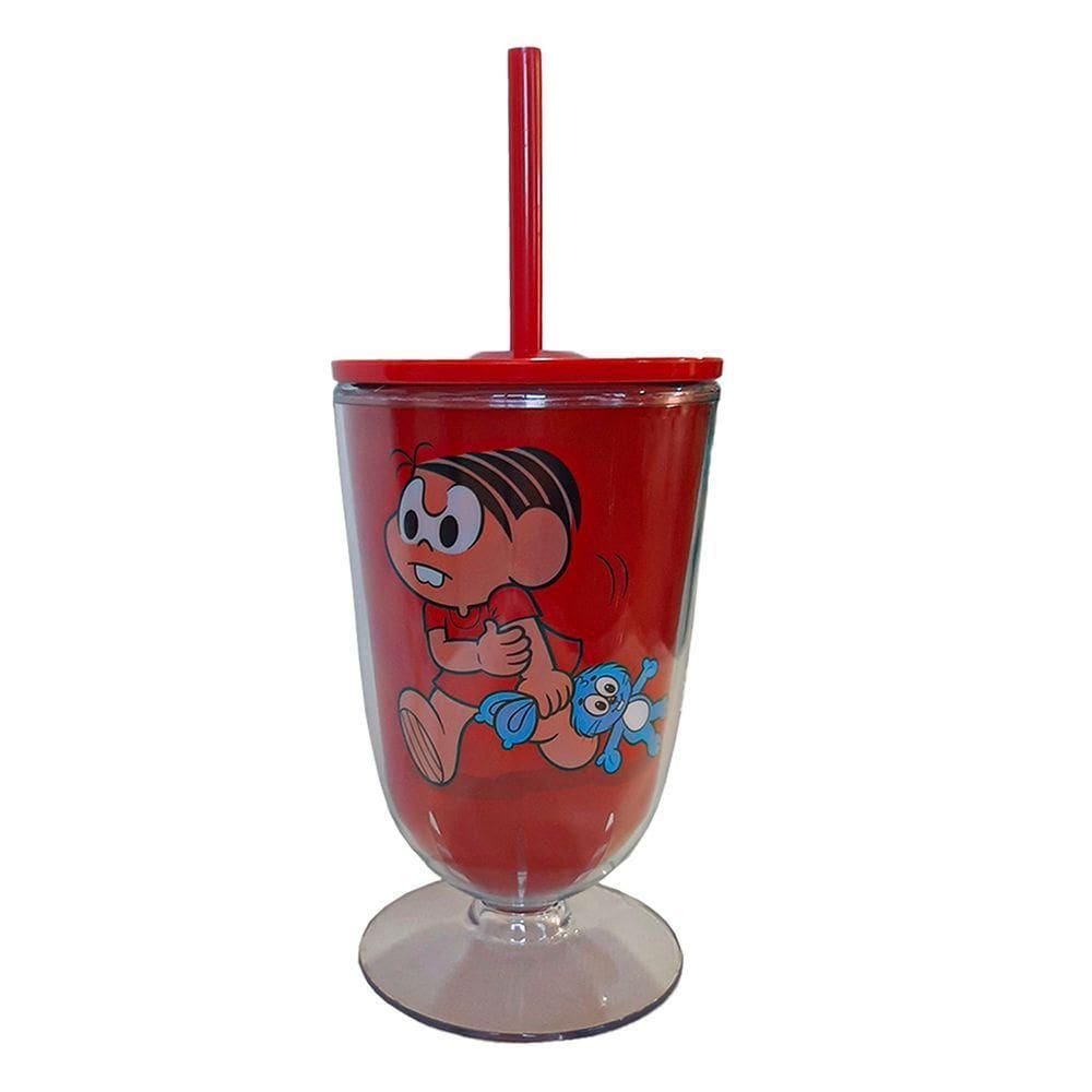 Taça Com Canudo Turma Da Mônica Mônica Com Sansão - 600ml