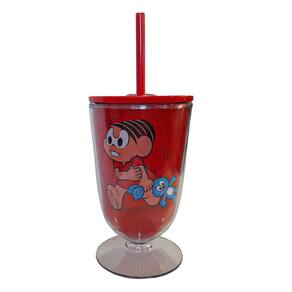 Taça Com Canudo Turma Da Mônica Mônica Com Sansão - 600ml
