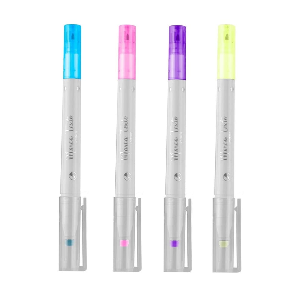 Kit 05 Marca Texto Pastel Ponta Dupla c/ Carimbo BRW