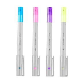 Kit 05 Marca Texto Pastel Ponta Dupla c/ Carimbo BRW