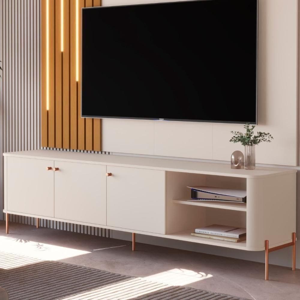Bancada Para Tv 70 Polegadas Sven Off White Bronze