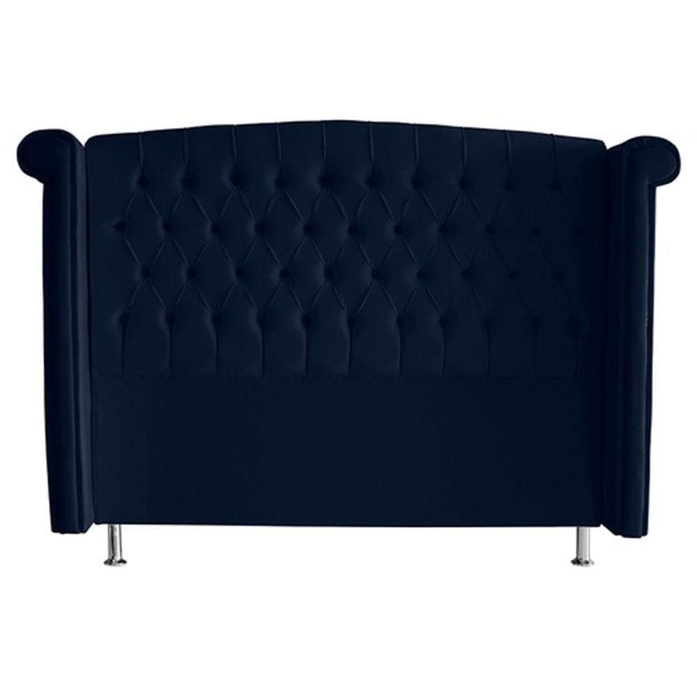 Cabeceira De Cama Box Toquio Casal Queen 160 Cm Suede Azul Marinho Eli Móveis E Decoração