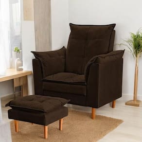 Poltrona Conforto Suede E Mini Puff Opala Cor:marrom