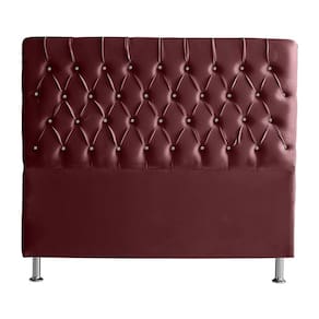 Cabeceira De Cama Box Bella Casal 140 Cm Suede Botão Cristal Vinho Bordo Eli Móveis E Decoração