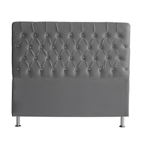 Cabeceira De Cama Box Bella Casal 140 Cm Suede Botão Cristal Grafite Eli Móveis E Decoração