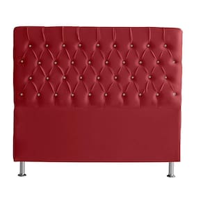 Cabeceira De Cama Box Bella Casal 140 Cm Suede Botão Cristal Vermelho Eli Móveis E Decoração