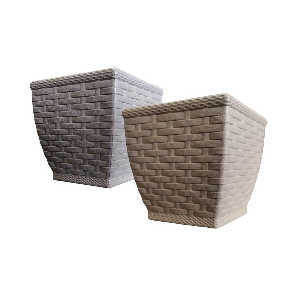 Vaso Cachepô Rattan Mini Quadrado 350ml - 8cm X 8cm Cor Cinza