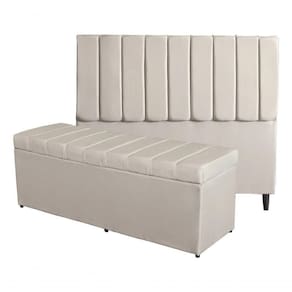 Kit De Quarto Roma Cabeceira De Cama Box E Calçadeira Baú King 195 Cm Suede Porcelana Eli Móveis E Decoração