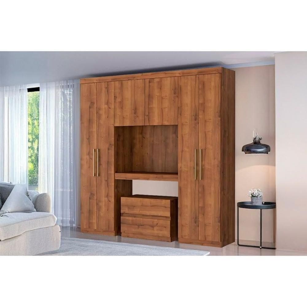 Guarda Roupa Casal 6 Portas E 2 Gavetas Porto 837 Nature - Carraro