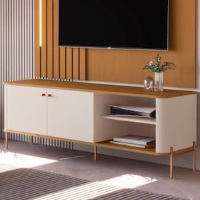 Bancada Para Tv 58 Polegadas Sven Off White Nature Bronze