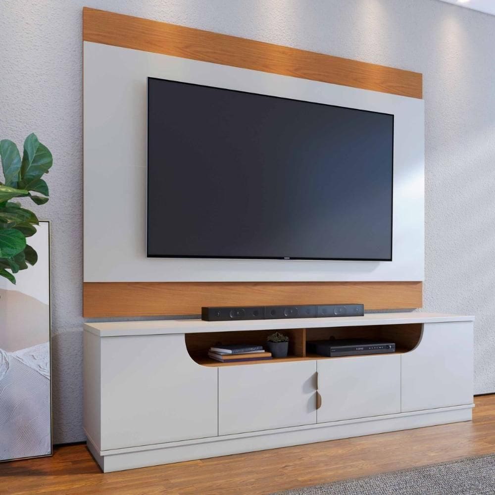 Conjunto Painel E Bancada Oxford Off White Freijo