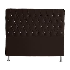 Cabeceira De Cama Box Bella Queen 160 Cm Suede Botão Cristal Marrom Eli Móveis E Decoração