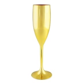 Taça De Champanhe Acrílico Metalizada Dourada 180ml