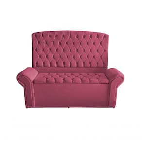 Kit De Quarto Cabeceira De Cama Box E Calçadeira Baú Dubai King 195 Cm Suede Rosa Bebê Eli Móveis E Decoração