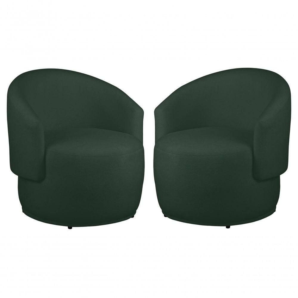 Kit 2 Poltronas Decorativa Redondo Estofada Heitor Sala Escritório E Recepção Suede Preto Eli Móveis