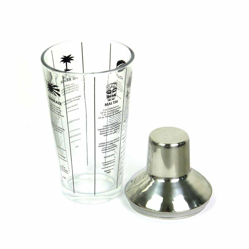 Coqueteleira De Vidro 500ml Tampa Inox Drinks Barman