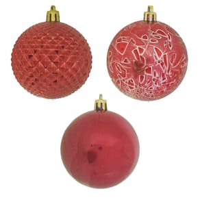 Bola De Natal Vermelha Kit Misto 7cm - 12 Unidades