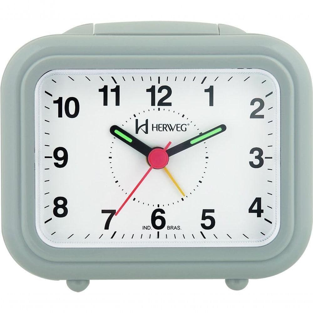 Relógio Despertador Quartz Luz Soneca Snooze Cinza - Cinza
