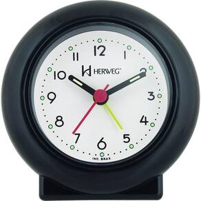 Despertador Analógico Redondo Tradicional Quartz Preto - Preto