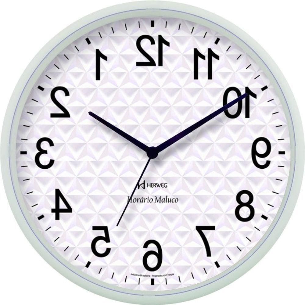 Relógio Parede Quartz Anti Horário Branco - Branco