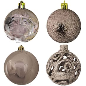 Bola De Natal Rose Gold Misto 6cm - 9 Unidades