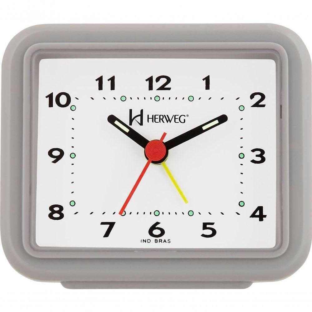 Relógio Despertador Quartz Alarme Forte Cinza - Cinza