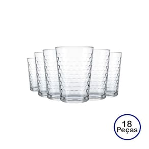 Conjunto 18 Copos Multiuso Batuque Sucos Água Refrigerantes 265ml Nadir