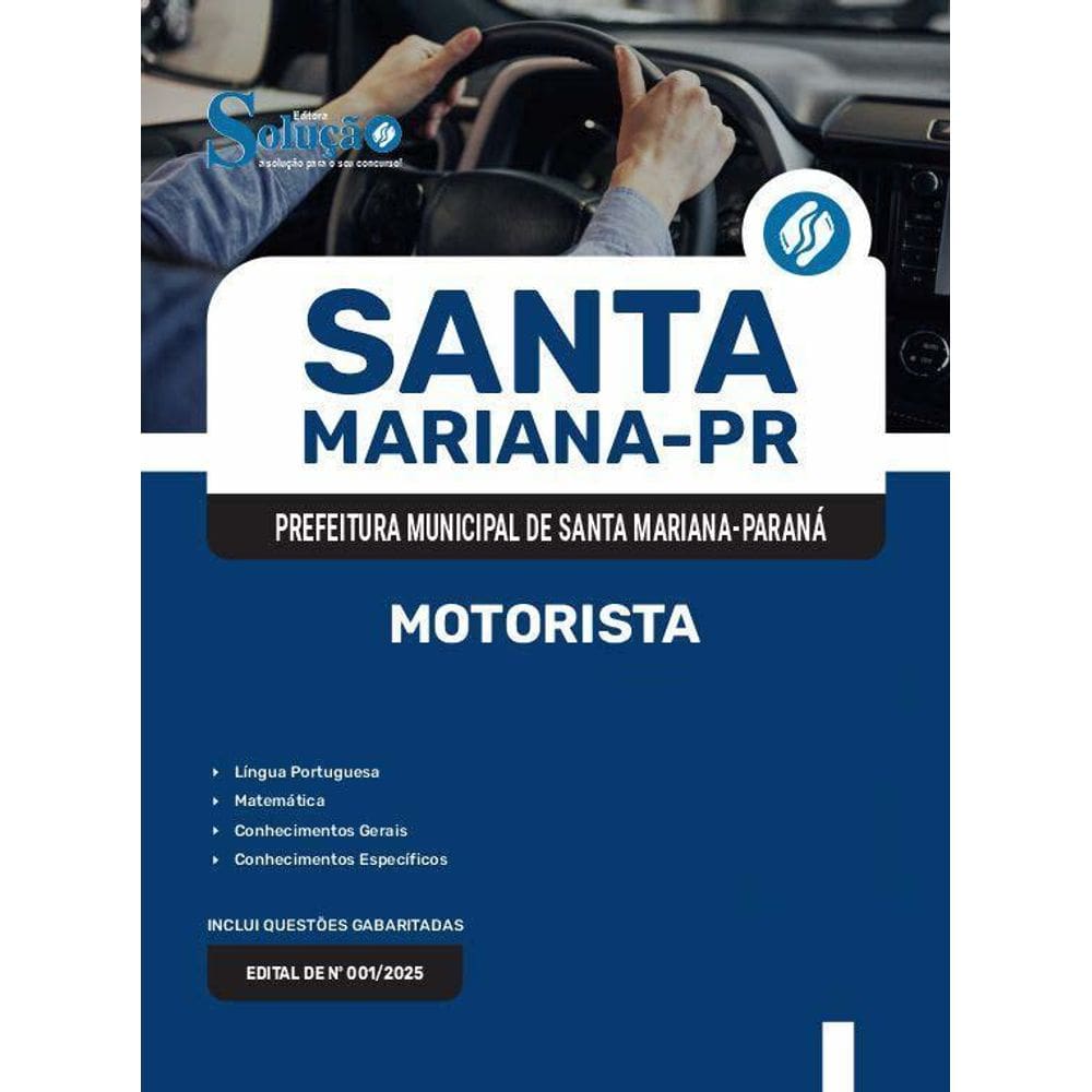 Apostila Prefeitura De Santa Mariana Pr 2025 - Motorista