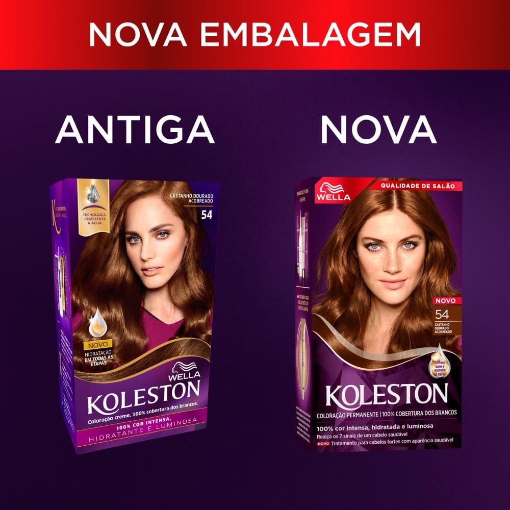 Tinta de Cabelo Koleston Castanho Dourado Acobreado 54