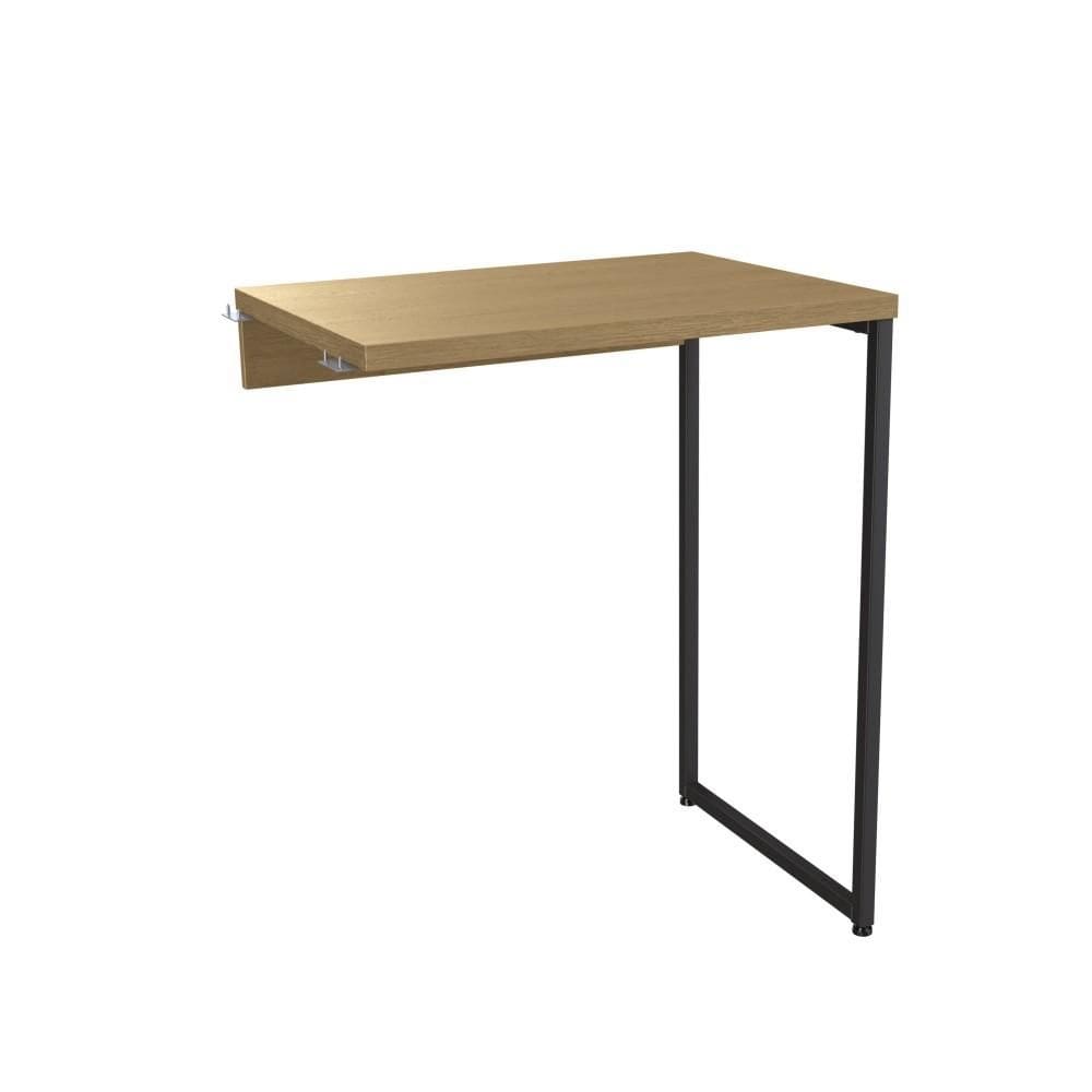 Mesa de Apoio Lateral para Mesa Kappesberg Crome Industrial de Metal 60cm Freijó/Preto Fosco