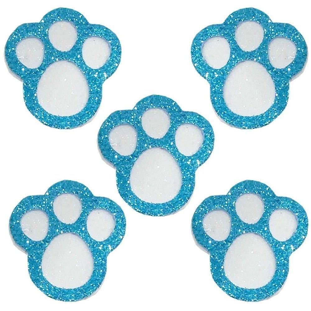 Pegada De Coelho Azul Com Glitter - 5 Unidades
