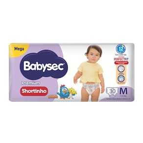 Fralda Shortinho Babysec Premium Tamanho M com 30 Fraldas Descartáveis