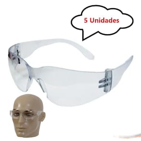 Kit 5 óculos Proteção Antiembaçante Incolor Premium - UN / 5 [F103]