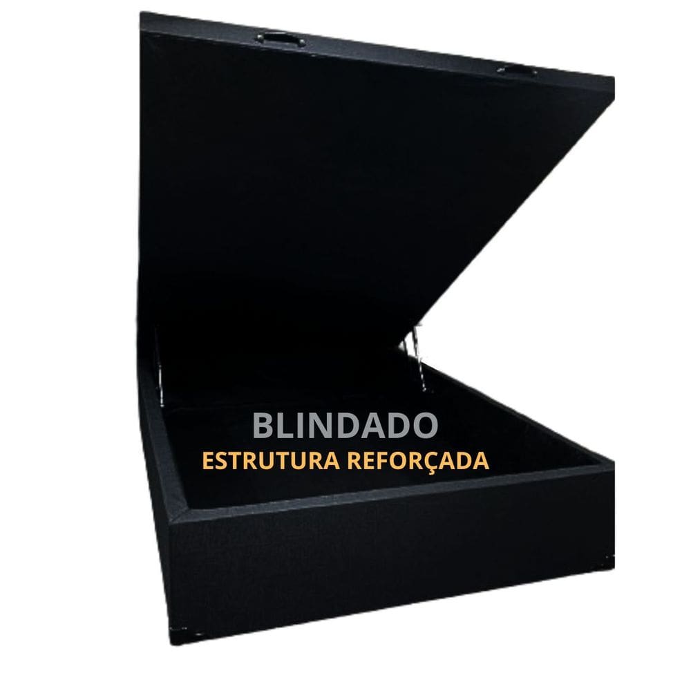 Cama Bau Casal Super Reforçada - Blindado Corino Linho
