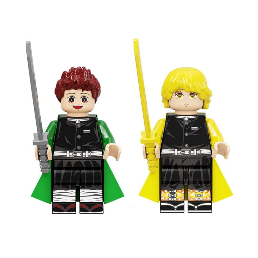 Kit Bonecos Demon Slayer Tanjiro Zenitsu Blocos De Montar
