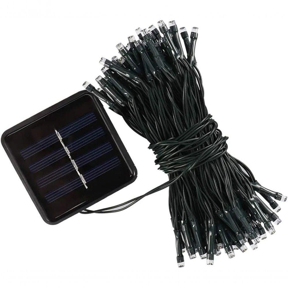 Pisca Cordão Lâmpadas Luzes Solar Leds Amarela De Natal 10m