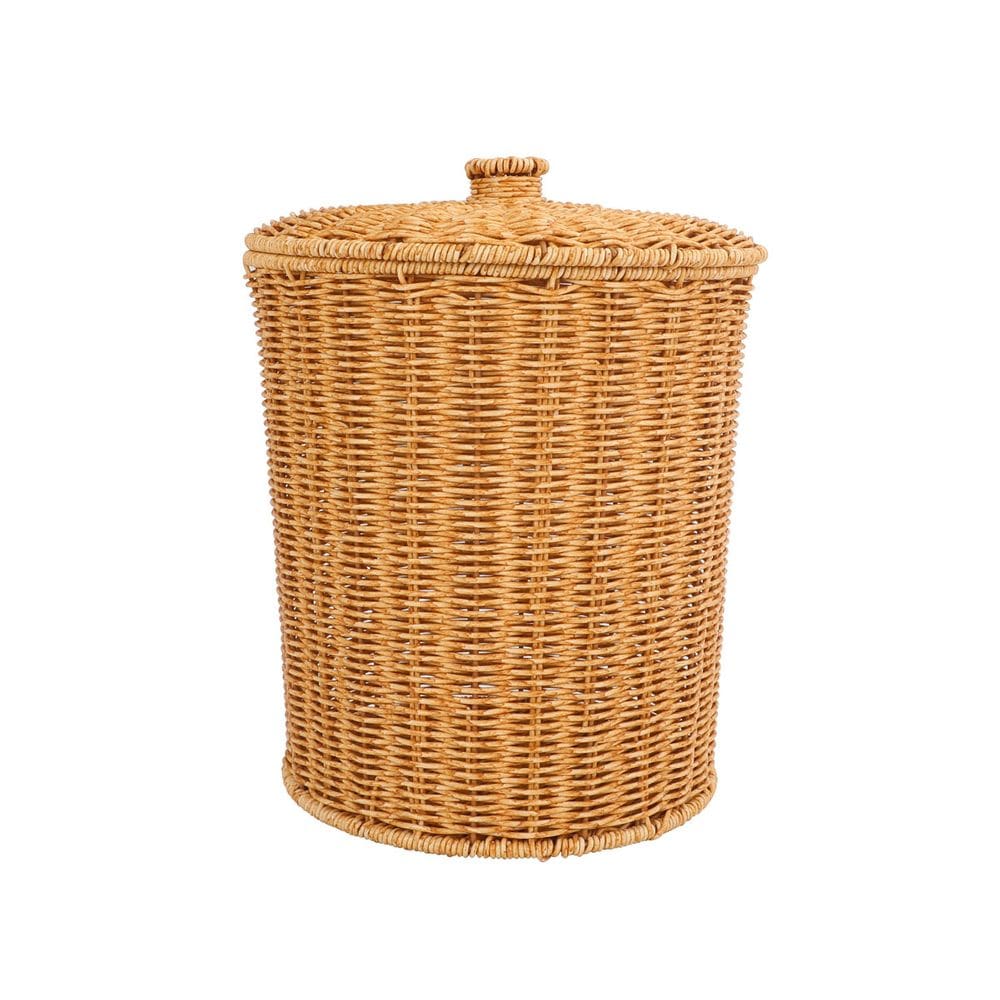 lixeira com tampa redonda 15L textura rattan - Oikos