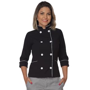 Dolmã chef de cozinha feminina manga 3/4 Algodão
